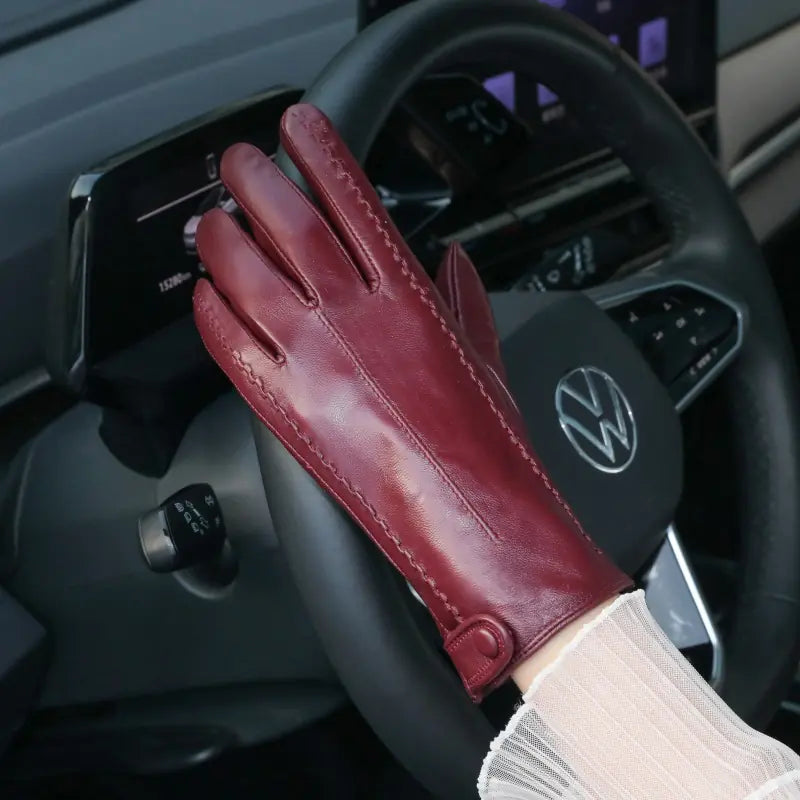 Women's Winter Thickened Leather Touchscreen Gloves