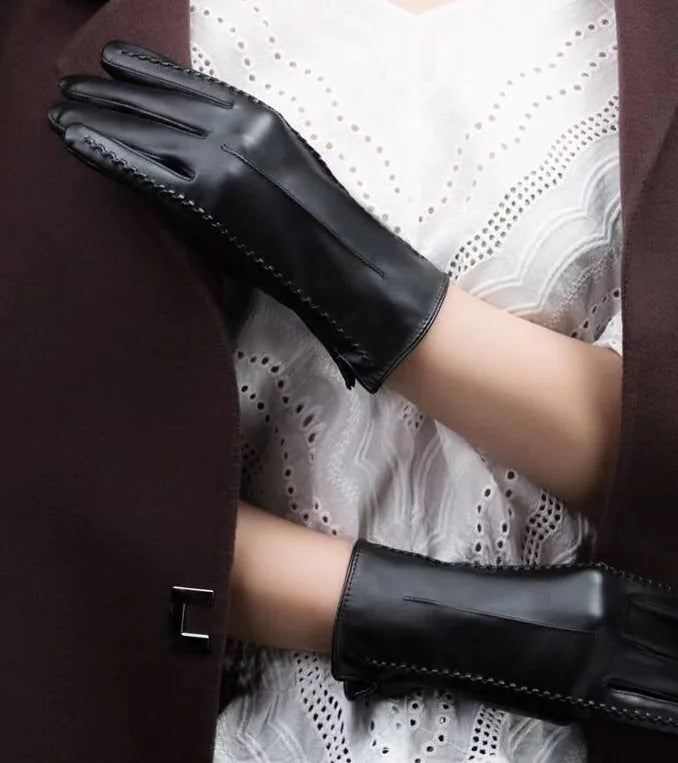 Women's Winter Touchscreen PU Leather Gloves