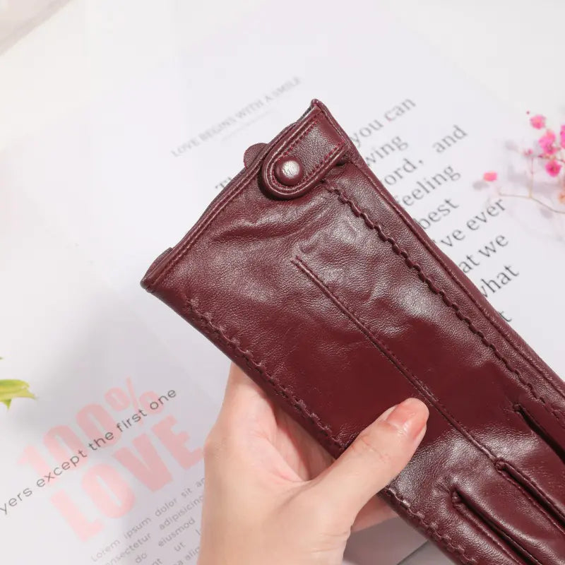 Women's Winter Thickened Leather Touchscreen Gloves