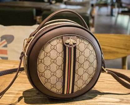 Printed Single-Shoulder Round Bag, Crossbody Wallet