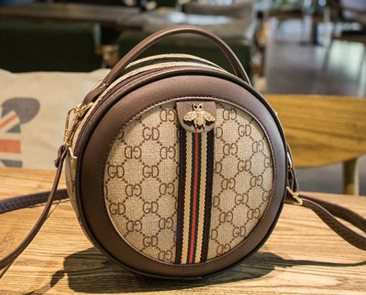 Printed Single-Shoulder Round Bag, Crossbody Wallet