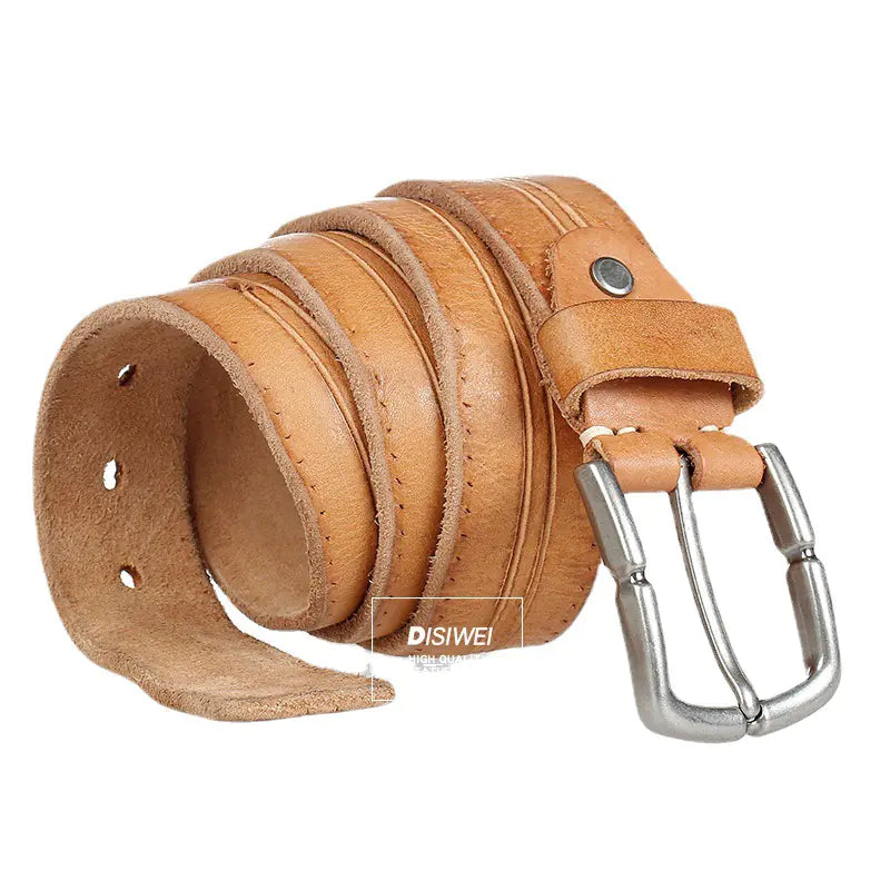 Men's Genuine Leather Belt - Vintage Style Adjustable Waistband