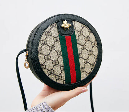 Printed Single-Shoulder Round Bag, Crossbody Wallet