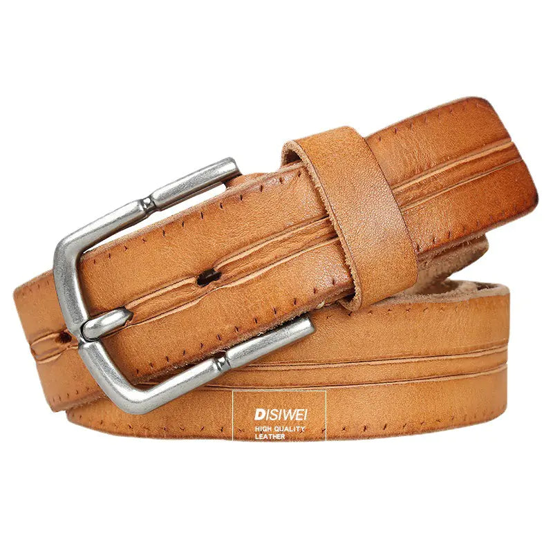Men's Genuine Leather Belt - Vintage Style Adjustable Waistband