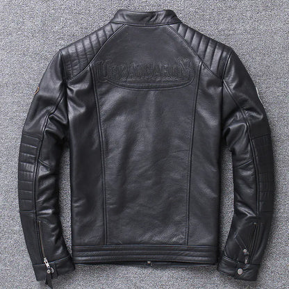 Men's Genuine Leather Motorcycle Jacket - Slim Fit Design