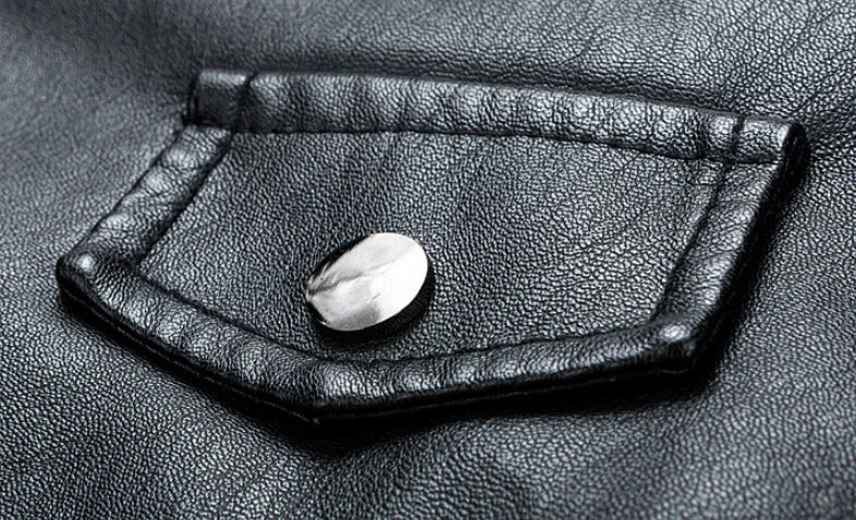 Men's Spring Autumn Leather Jacket with Zipper and Collar