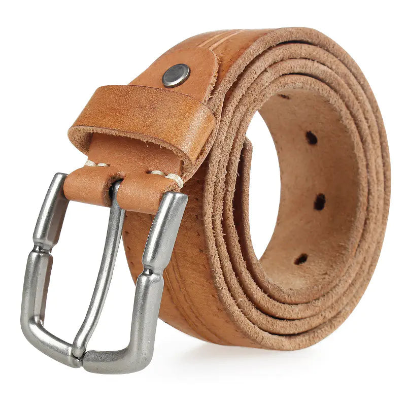 Men's Genuine Leather Belt - Vintage Style Adjustable Waistband