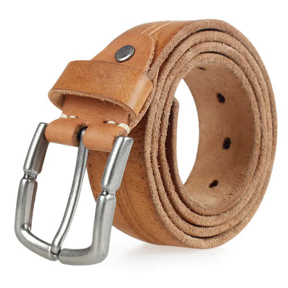 Men's Genuine Leather Belt - Vintage Style Adjustable Waistband