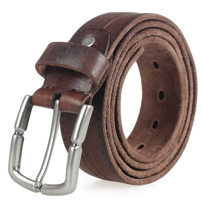 Men's Genuine Leather Belt - Vintage Style Adjustable Waistband