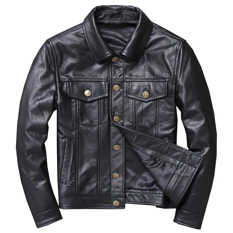Men's Slim Fit Genuine Leather Motorcycle Jacket