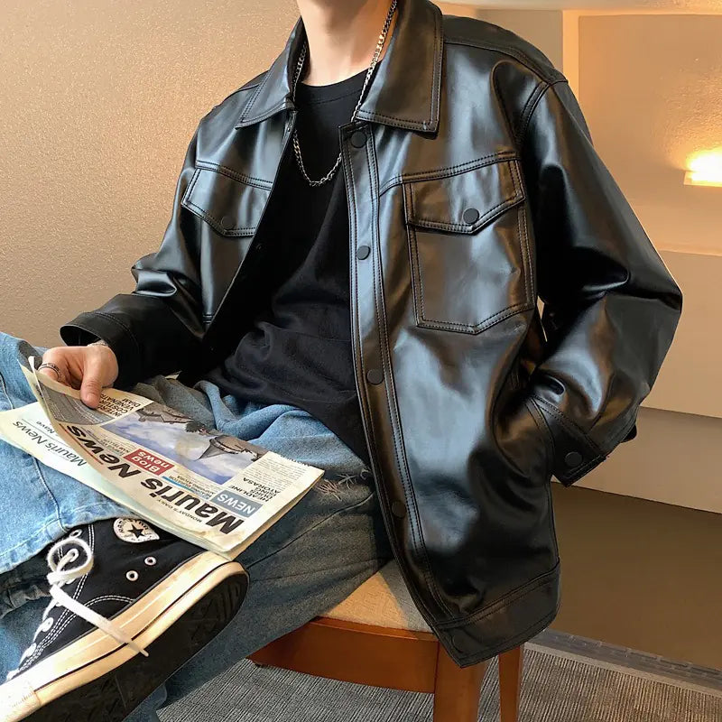 Men's Casual Leather Motorcycle Jackets - Trendy Design