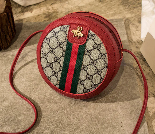 Printed Single-Shoulder Round Bag, Crossbody Wallet