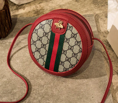 Printed Single-Shoulder Round Bag, Crossbody Wallet