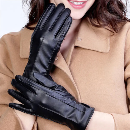 Women's Winter Touchscreen PU Leather Gloves
