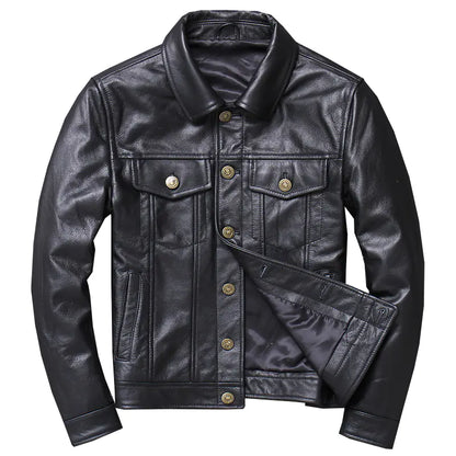 Men's Slim Fit Genuine Leather Motorcycle Jacket