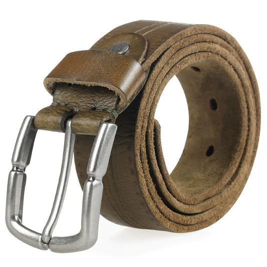 Men's Genuine Leather Belt - Vintage Style Adjustable Waistband