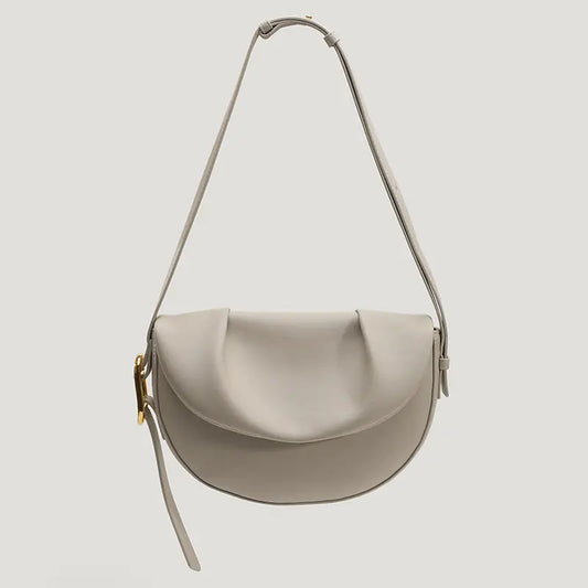 Cowhide Pleated Underarm Saddle Bag for Women