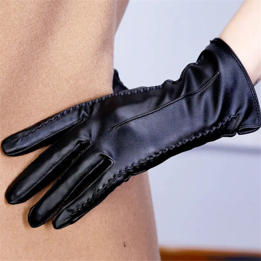 Women's Winter Touchscreen PU Leather Gloves