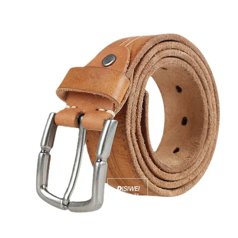 Men's Genuine Leather Belt - Vintage Style Adjustable Waistband