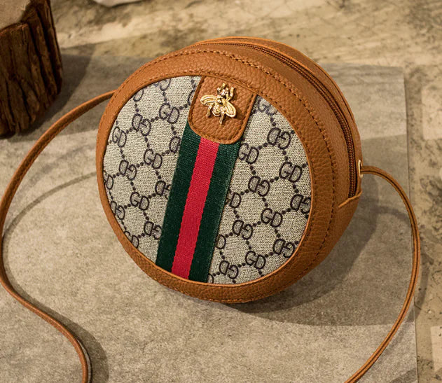 Printed Single-Shoulder Round Bag, Crossbody Wallet