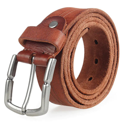 Men's Genuine Leather Belt - Vintage Style Adjustable Waistband